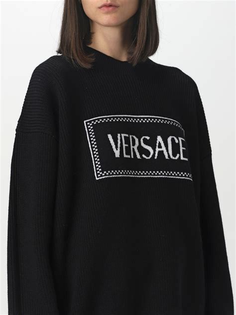 maglia versace nera semplice|VERSACE: Maglione in lana .